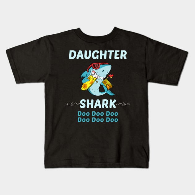 Family Shark 1 DAUGHTER Kids T-Shirt by blakelan128